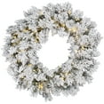 thumbnail image 1 of Vickerman 36" Flocked Snow Ridge Artificial Christmas Wreath, Warm White LED Lights, 1 of 2