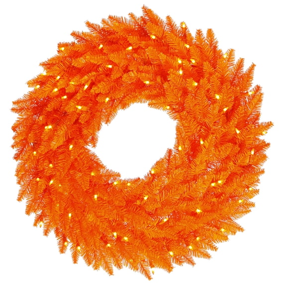 Vickerman 36" Orange Fir Artificial Christmas Wreath, Orange Dura-Lit LED lights.