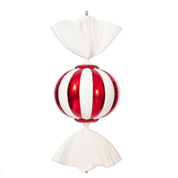 Vickerman 36" Red and White Candy Ornament with Glitter Accents
