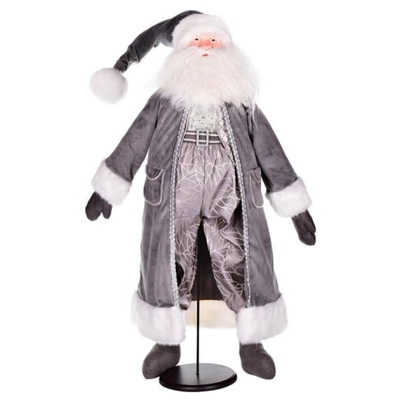Vickerman 36" Silver Sleigh Bells Santa Doll with Stand