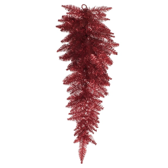 Vickerman 36" Tinsel Red Fir Artificial Christmas Teardrop, Unlit
