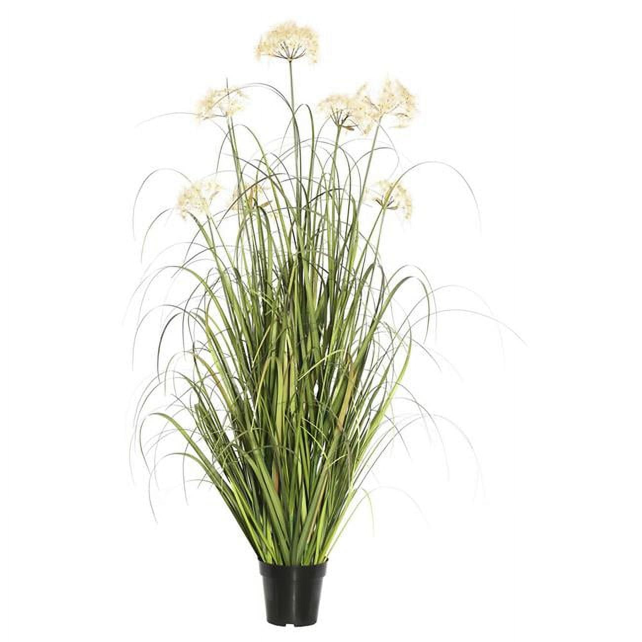 36" Tall Artificial Green Grass with Cream Dandelions in Black Pot