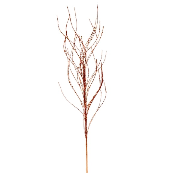 Vickerman 37" Burnished Orange Wavy Twig Glitter Spray, 6 per bag.