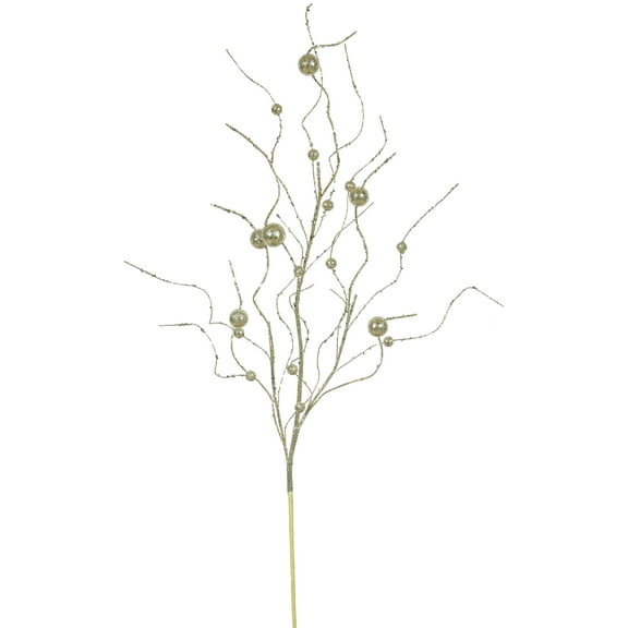 Vickerman 37" Gold Glitter Ball Artificial Christmas Spray. Includes 6 sprays per pack.