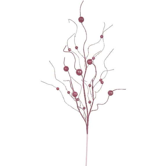 Vickerman 37" Mauve Glitter Ball Artificial Christmas Spray. Includes 6 sprays per pack.