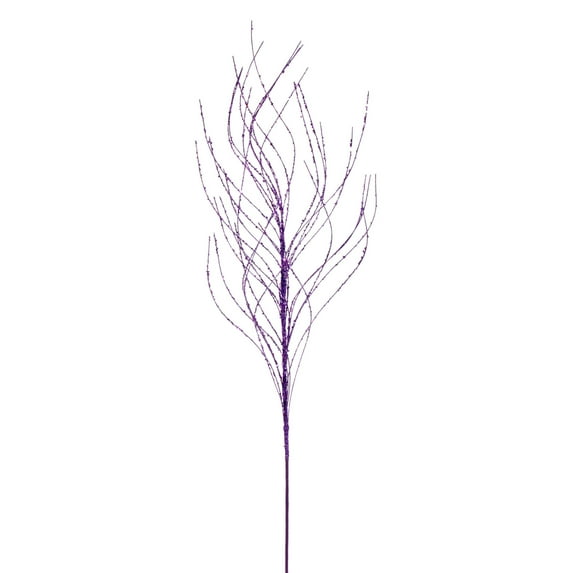 Vickerman 37" Purple Wavy Twig Glitter Spray, 6 per bag.