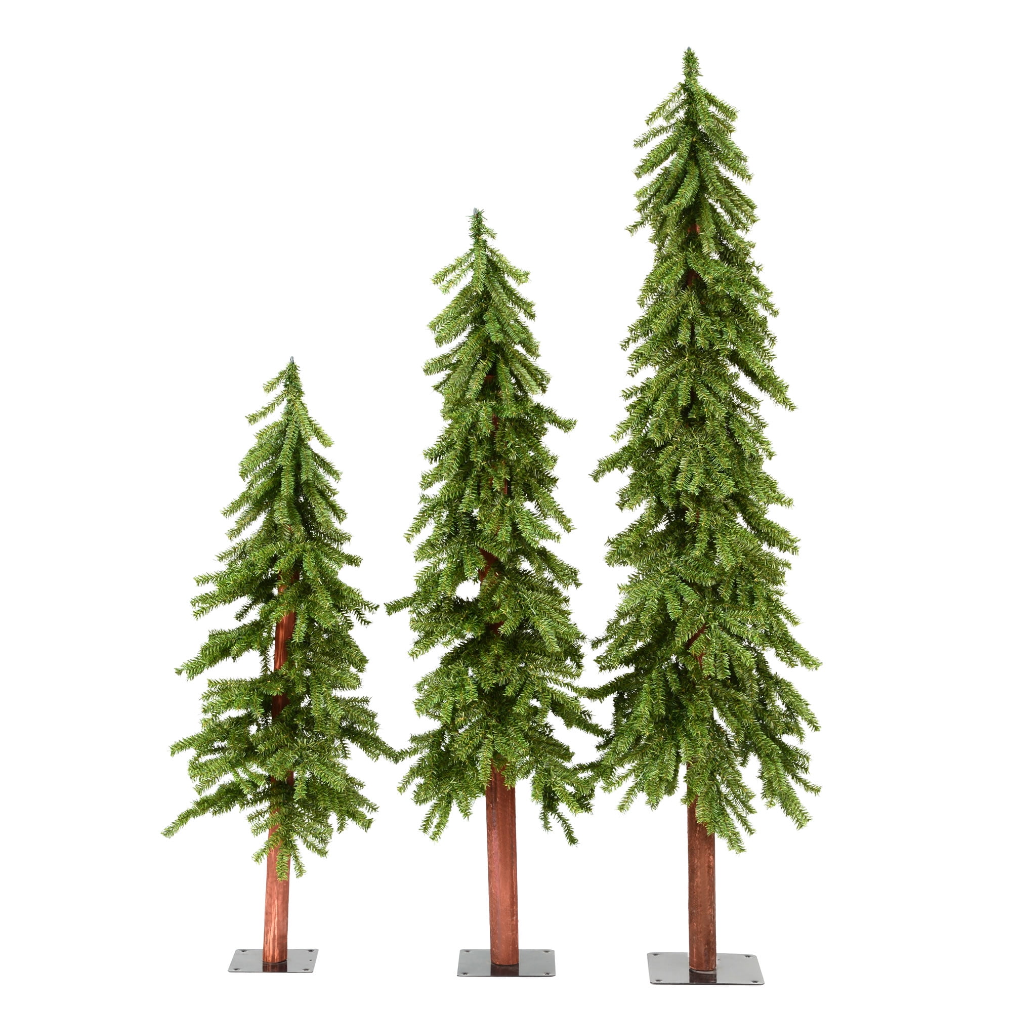 Vickerman Natural Alpine Tall Narrow Artificial Christmas Tree Set ...