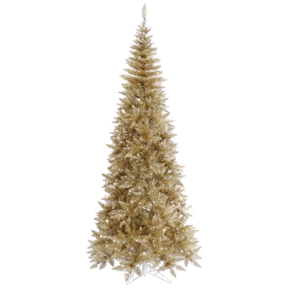 Vickerman 4.5' Champagne Tinsel Fir Slim Artificial Christmas Tree, Unlit