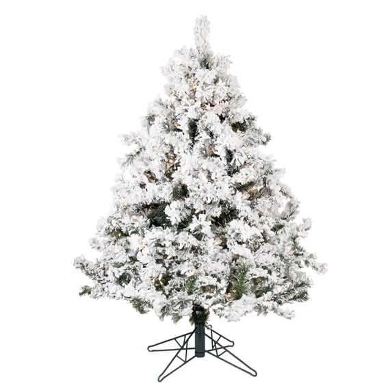 Vickerman 4.5' Flocked Alaskan Pine Artificial Christmas Tree, Clear Dura-Lit lights