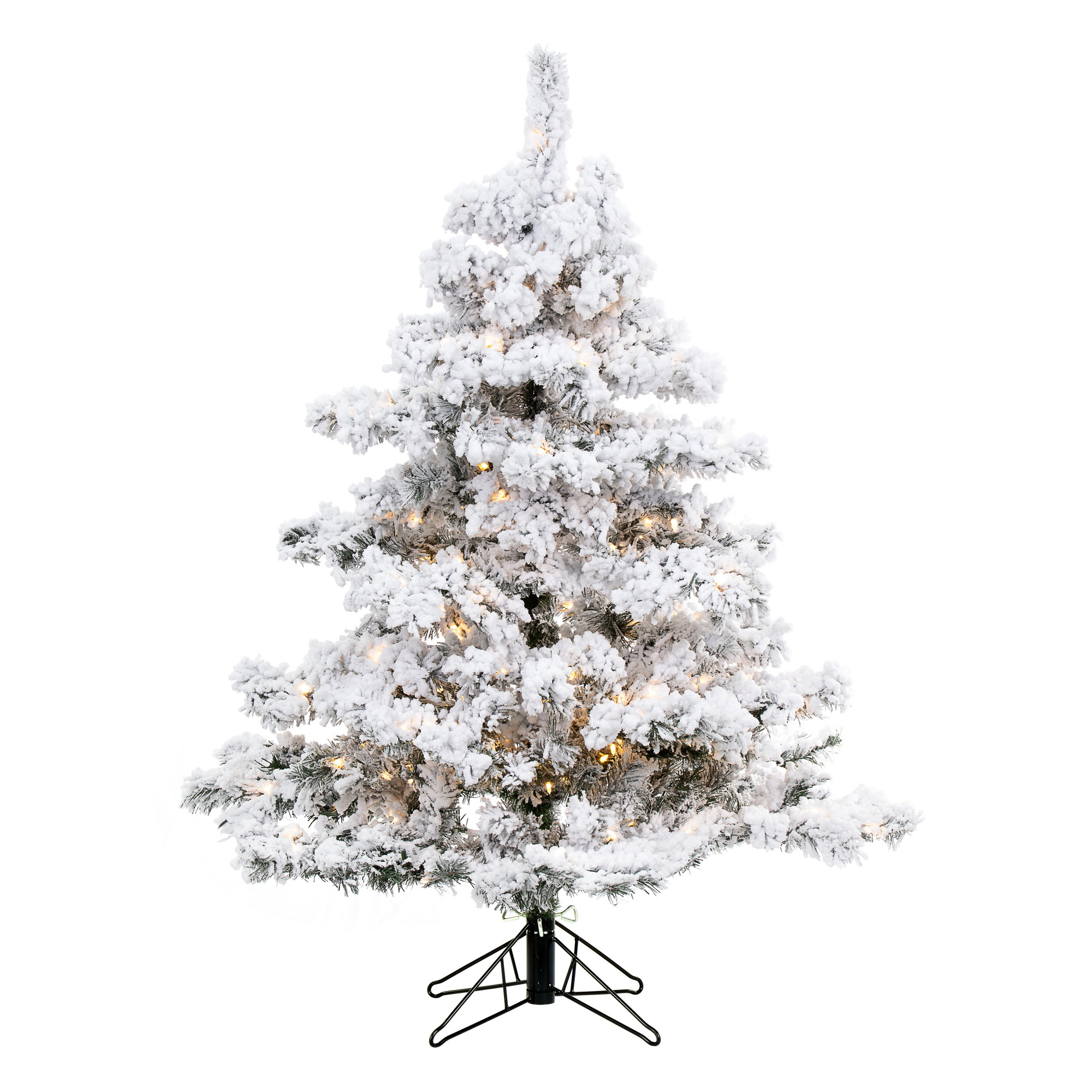 Vickerman 4.5' Flocked Alaskan Pine Artificial Christmas Tree, Warm White LED DuraLit lights