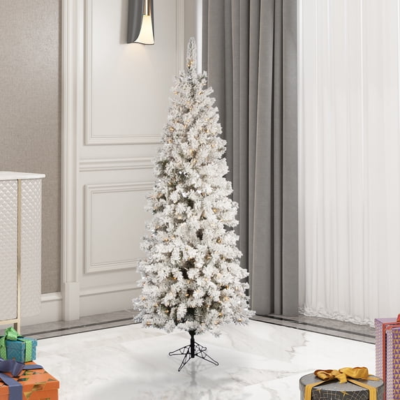 Vickerman 4.5' Flocked Pacific Artificial Christmas Tree, 150 Warm White LED Lights