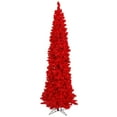 thumbnail image 1 of Vickerman 4.5' Flocked Red Pencil Fir Artificial Christmas Tree, Red Dura-lit LED Lights, 1 of 2