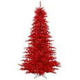 thumbnail image 1 of Vickerman 4.5' x 34" Tinsel Red Fir Artificial Christmas Tree, Red Dura-lit LED Lights, 1 of 2