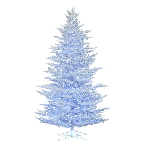 Vickerman 4.5' x 43" Flocked Cedar Pine Artificial Christmas Tree, Low Voltage LED Pure White Wide Angle 3mm Twinkle Lights