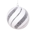 thumbnail image 1 of Vickerman 4.7" White Black Swirl Ball Ornament, 3 per bag., 1 of 1