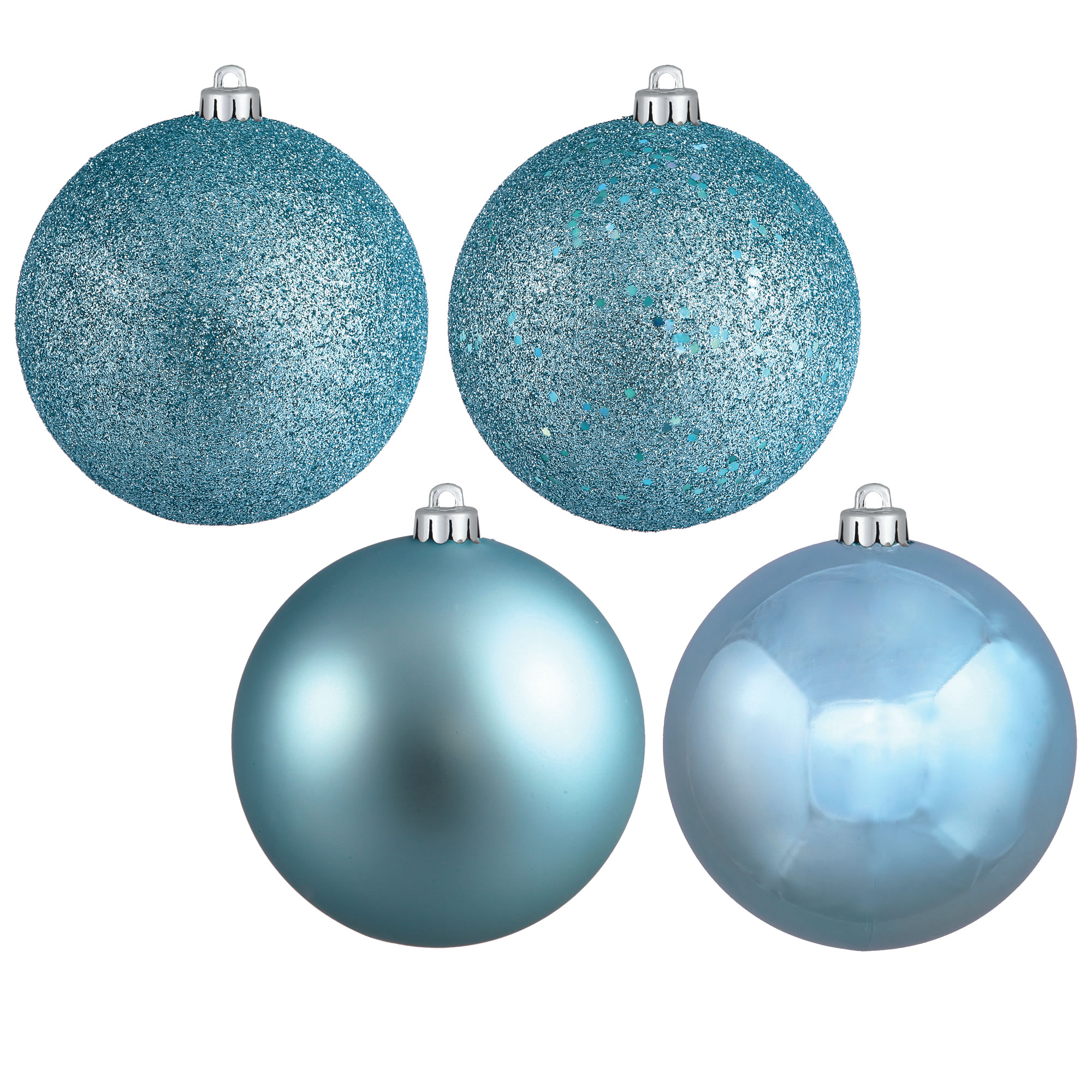 Vickerman 4.75" Baby Blue 4-Finish Ball Ornament Assortment, 4 per Box - image 1 of 2