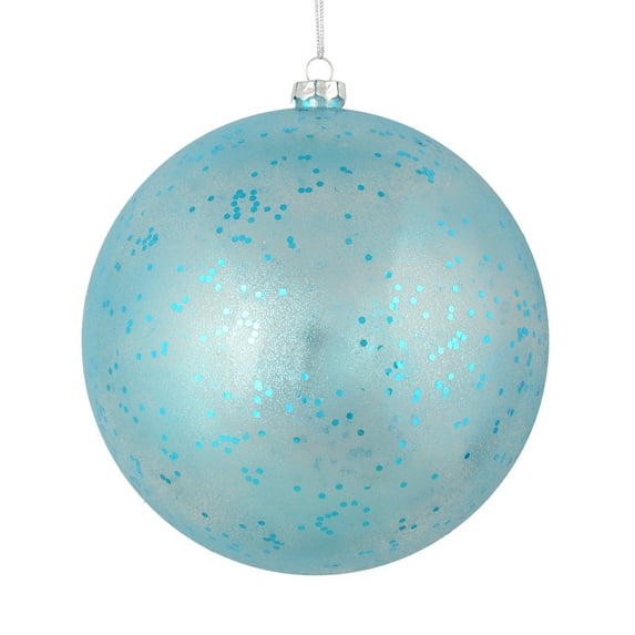 Vickerman 4.75" Baby Blue Glitter Clear Ball, 4 per Bag