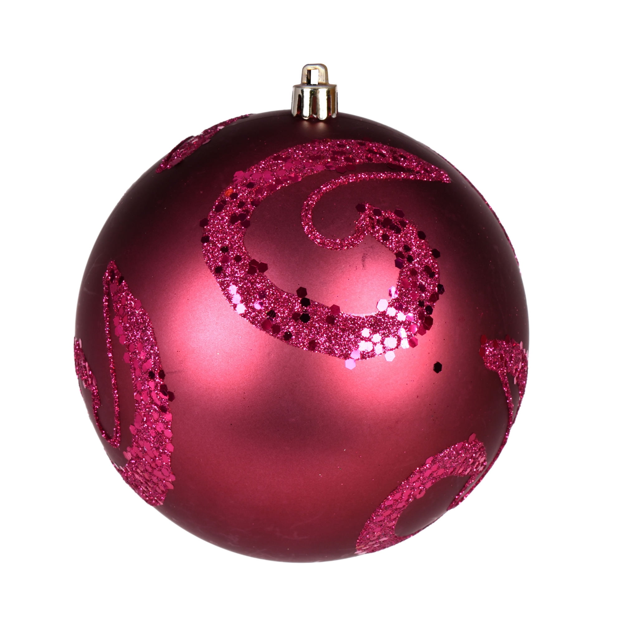 Vickerman 4.75" Berry Red Matte Sequin Swirl Ornament, 4 per Bag