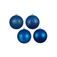 thumbnail image 1 of Vickerman 4.75" Blue 4-Finish Ball Ornament Assortment, 4 per Box, 1 of 4