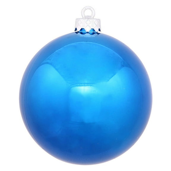 Vickerman 4.75" Blue Shiny Ball Ornament, 4 per Bag