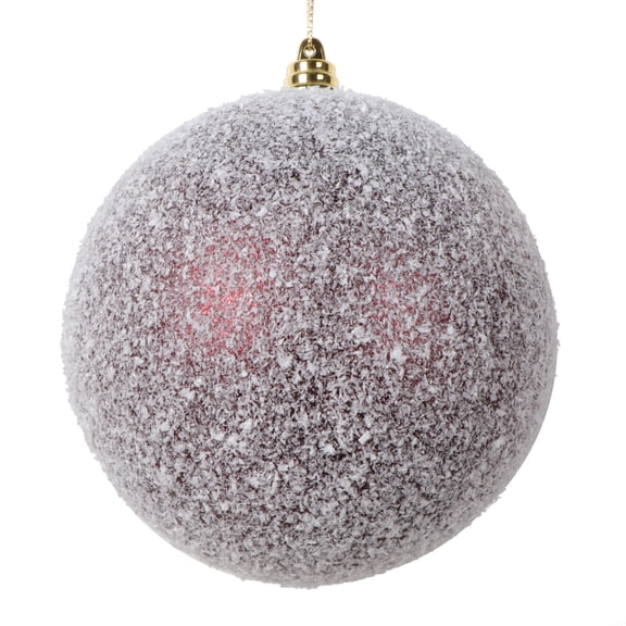 Vickerman 4.75" Burgundy Matte Snow Covered Ornament, 4 per bag.