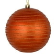 thumbnail image 1 of Vickerman 4.75" Burnished Orange Candy Finish Ball Ornament with Glitter Lines, 4 per Bag, 1 of 2
