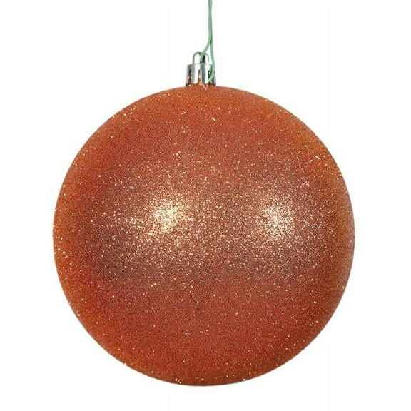 Vickerman 4.75" Burnished Orange Glitter Ball Ornament, 4 per Bag