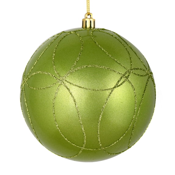Vickerman 4.75" Celadon Candy Ornament with Circle Glitter Pattern, 4 per Bag