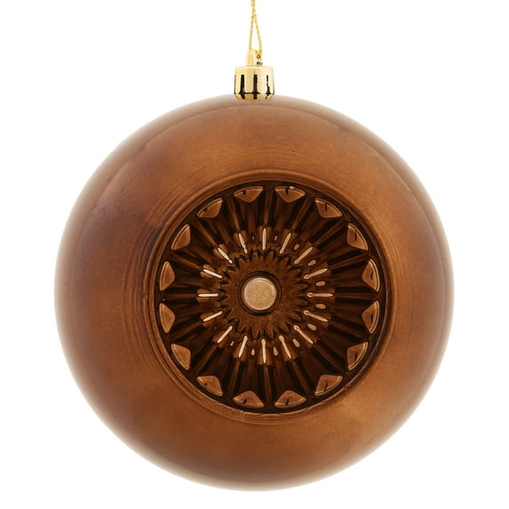Vickerman 4.75" Chocolate Shiny Star Brite Ball Ornament, 4 per Bag