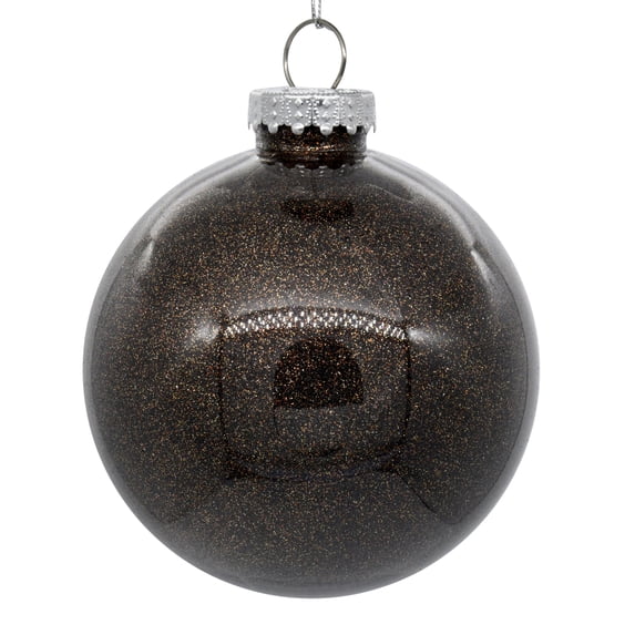 Vickerman 4.75" Clear Ball Christmas Ornament with Chocolate Glitter Interior, 4 Pieces per bag
