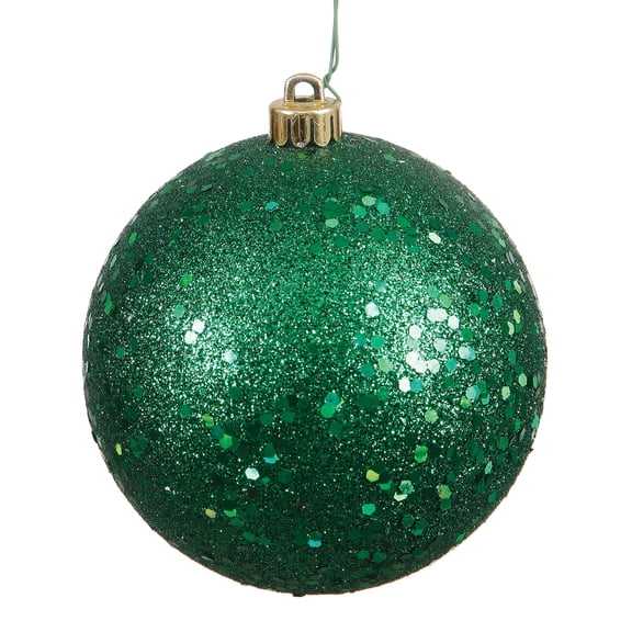 Vickerman 4.75" Emerald Sequin Ball Ornament, 4 per Bag