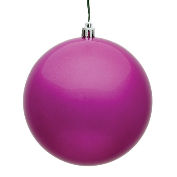 Vickerman 4.75" Fuchsia Candy Ball Ornament, 4 per Bag