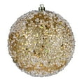 thumbnail image 1 of Vickerman 4.75" Gold Glitter Hail Ball Ornament, 4 per Bag, 1 of 2