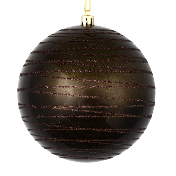Vickerman 4.75" Gunmetal Candy Finish Ball Ornament with Glitter Lines, 4 per Bag