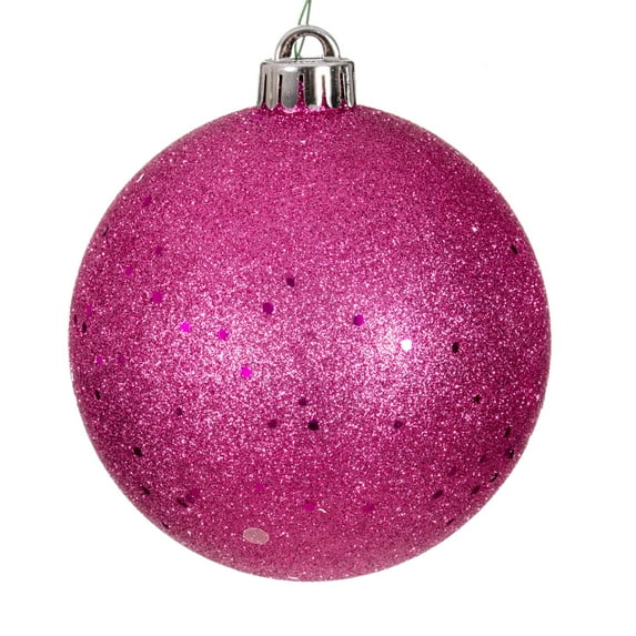 Vickerman 4.75" Hot Pink Sequin Ball Ornament, 4 per bag.
