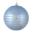 thumbnail image 1 of Vickerman 4.75" Lilac Candy Finish Ball Ornament with Glitter Lines, 4 per Bag, 1 of 2