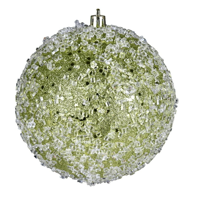 Vickerman 4.75" Lime Glitter Hail Ball Ornament, 4 per Bag