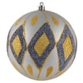 thumbnail image 1 of Vickerman 4.75" Limestone Matte Ball with Glitter Diamond Pattern. Add variety and sparkle to your holiday arrangement with this matte ornament that features a glitter pattern. Includes 4 pieces per b, 1 of 5