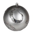 thumbnail image 1 of Vickerman 4.75" Limestone Matte Sequin Swirl Drilled Wired 4/Bag. Add some sparkle to your holiday decorating projects with this matte ornament adorned with sequins. This ornament features a drilled c, 1 of 1