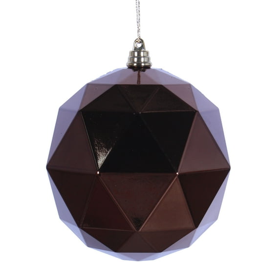Vickerman 4.75" Mocha Shiny Geometric Ball Ornament, 4 per bag