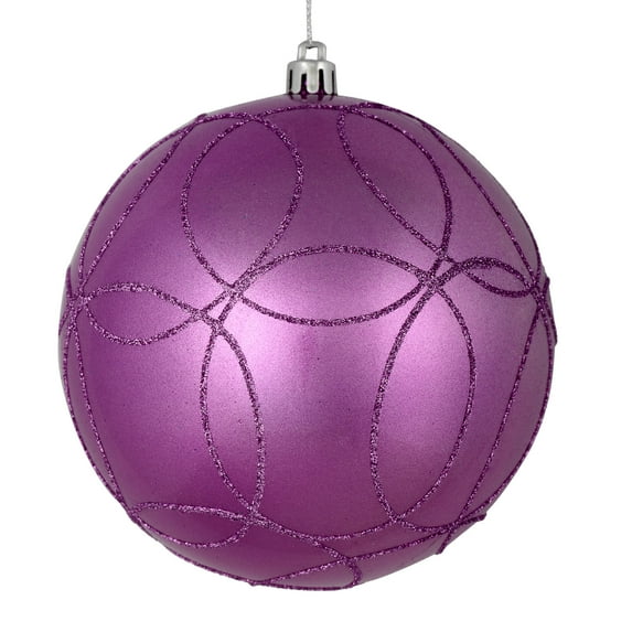 Vickerman 4.75" Orchid Candy Ornament with Circle Glitter Pattern, 4 per Bag