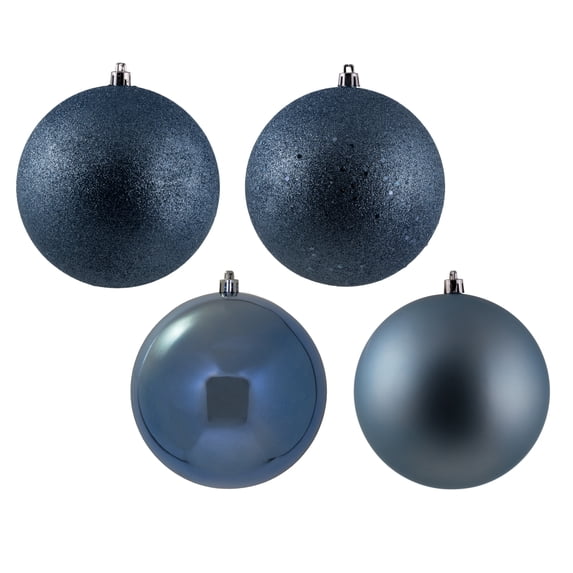 Vickerman 4.75" Periwinkle 4-Finish Ball Ornament Assortment, 4 per Box