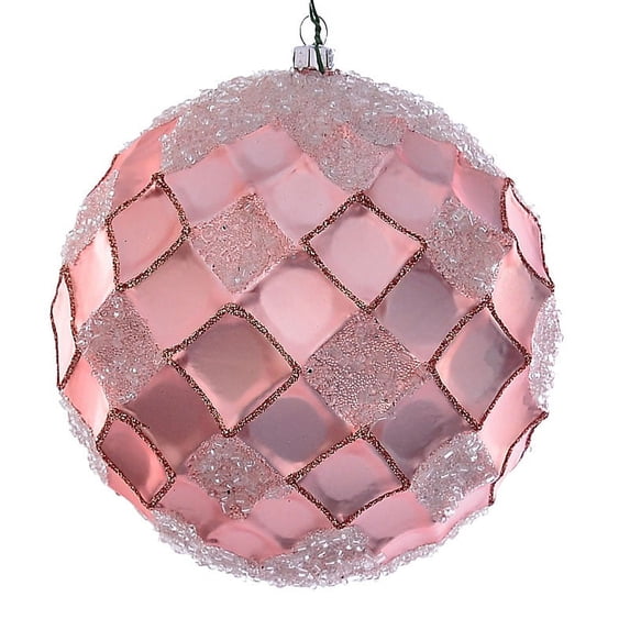 Vickerman 4.75" Rose Gold Net Beaded Ball, 3 per Bag