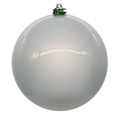 Vickerman 4.75" Silver Pearl UV Drilled Ball Ornament, 4 per bag.