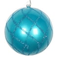 thumbnail image 1 of Vickerman 4.75" Turquoise Candy Finish Net Ball Ornament with Glitter Accents, 3 per Bag, 1 of 3