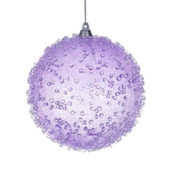 Vickerman MT253886W 4.75 in. Lavender Icy Sugar Ball Ornament - 3 per Bag