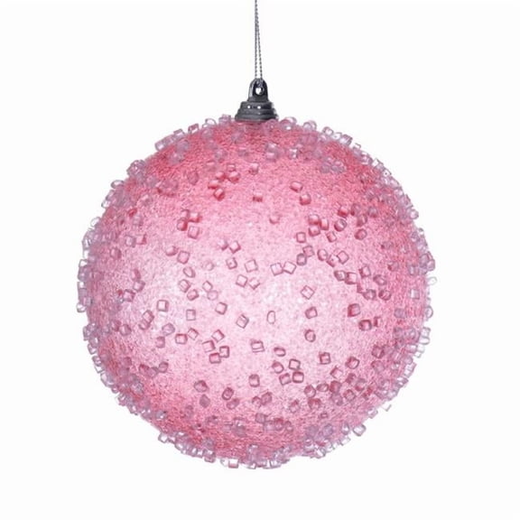 Vickerman MT253879W 4.75 in. Pink Icy Sugar Ball Ornament - 3 per Bag