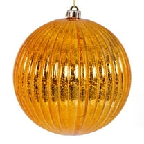 Vickerman 4" Antique Gold Shiny Lined Mercury Ball Ornament, 6 per bag.