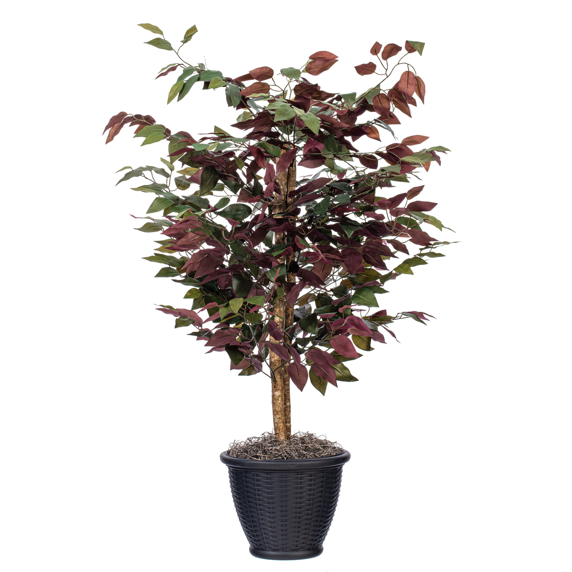 Lush Green and Red Faux Bonsai in Decorative Plastic Pot