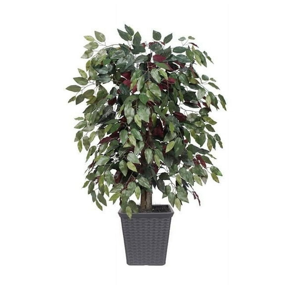 Vickerman 4' Artificial Capensia Bush, Gray Square Plastic Container, Silk